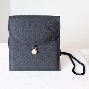 Jim Thompson Women's Black Silk Evening Bag with Gold & Clear Stones